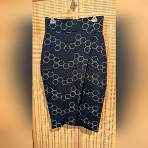 No nasties Vegan Fair trade bodycon front slit faux wrap skirt sz S Teal